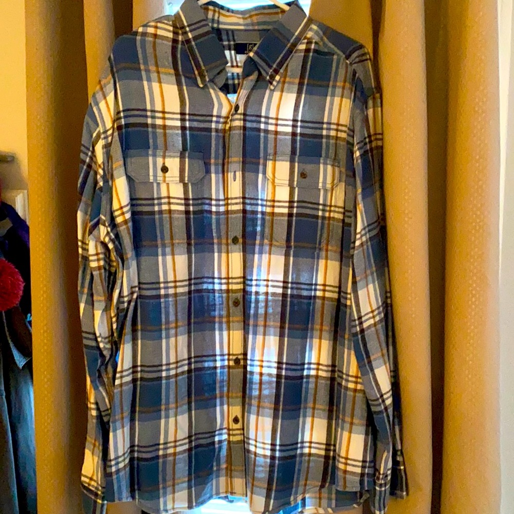 Blue and White Plaid Men’s Flannel XL Button Down by George